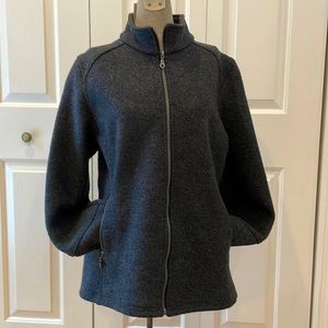 Ibex charcoal 100% Austrian Wool high collar zip up jacket size Extra Large